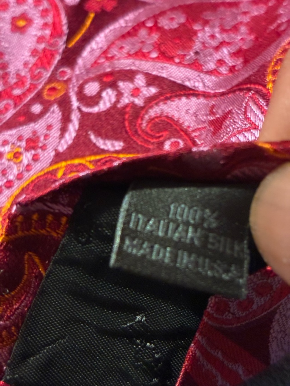 Express Red and Pink Paisley Silk Tie - Picture 3 of 4